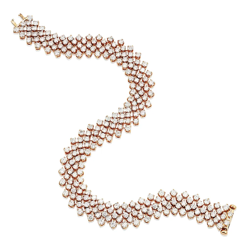 18ct Rose Gold Five Row Diamond Bracelet