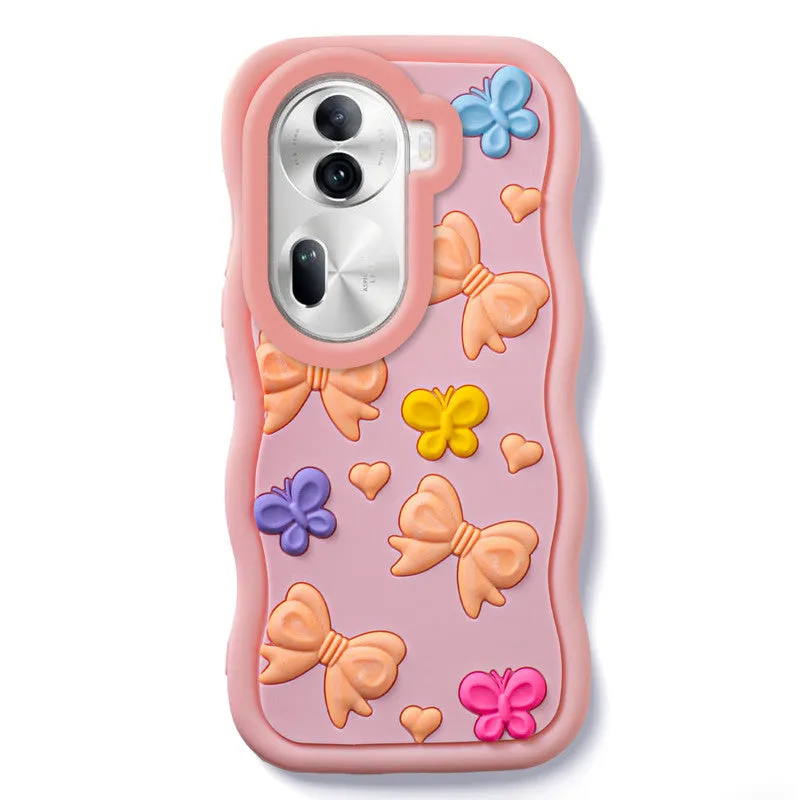 3D Silicone Soft Wave Edges Mobile Back Case For Oppo Reno 11 Pro 5G