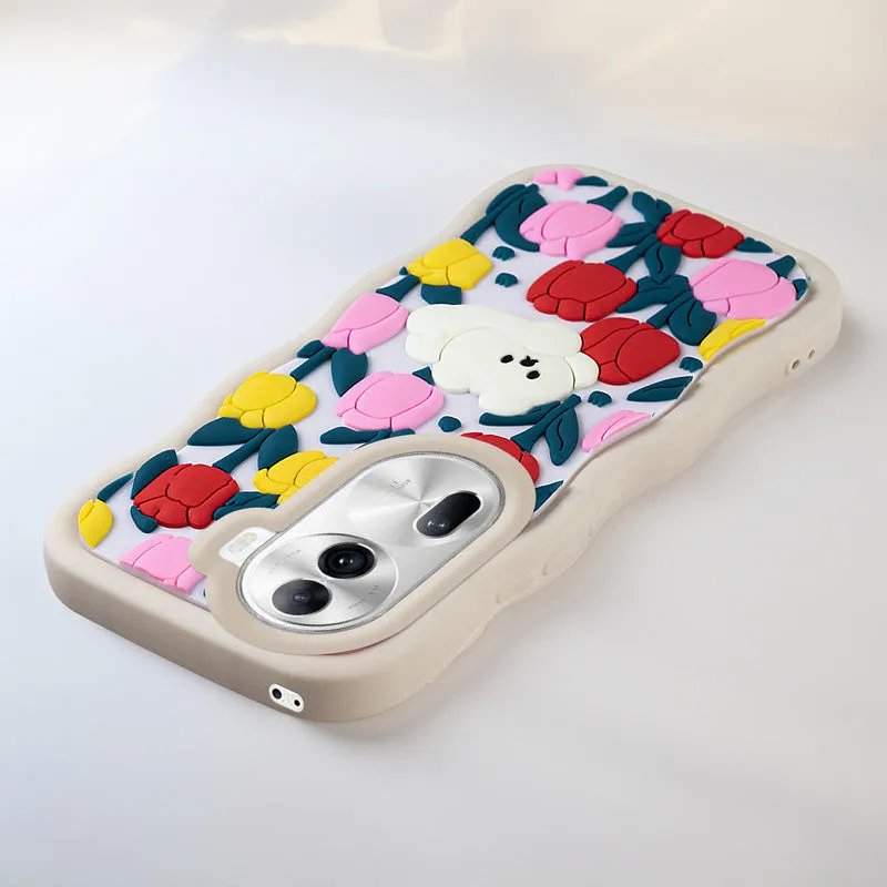 3D Silicone Soft Wave Edges Mobile Back Case For Oppo Reno 11 Pro 5G