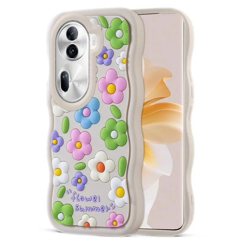 3D Silicone Soft Wave Edges Mobile Back Case For Oppo Reno 11 Pro 5G