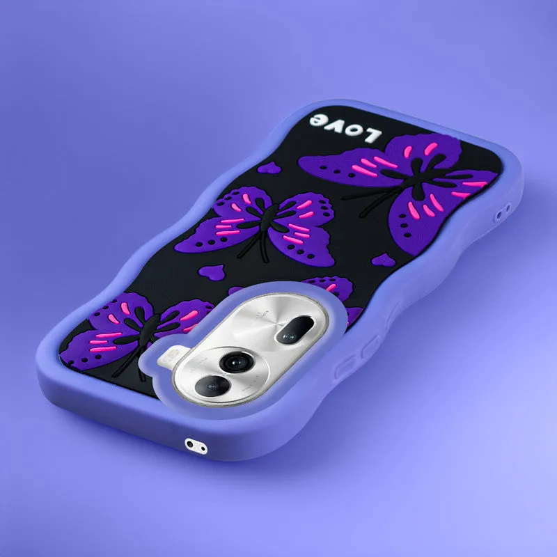 3D Silicone Soft Wave Edges Mobile Back Case For Oppo Reno 11 Pro 5G