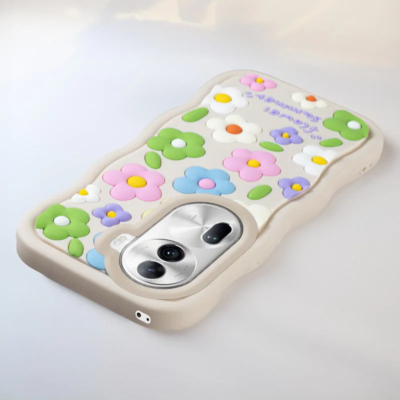 3D Silicone Soft Wave Edges Mobile Back Case For Oppo Reno 11 Pro 5G