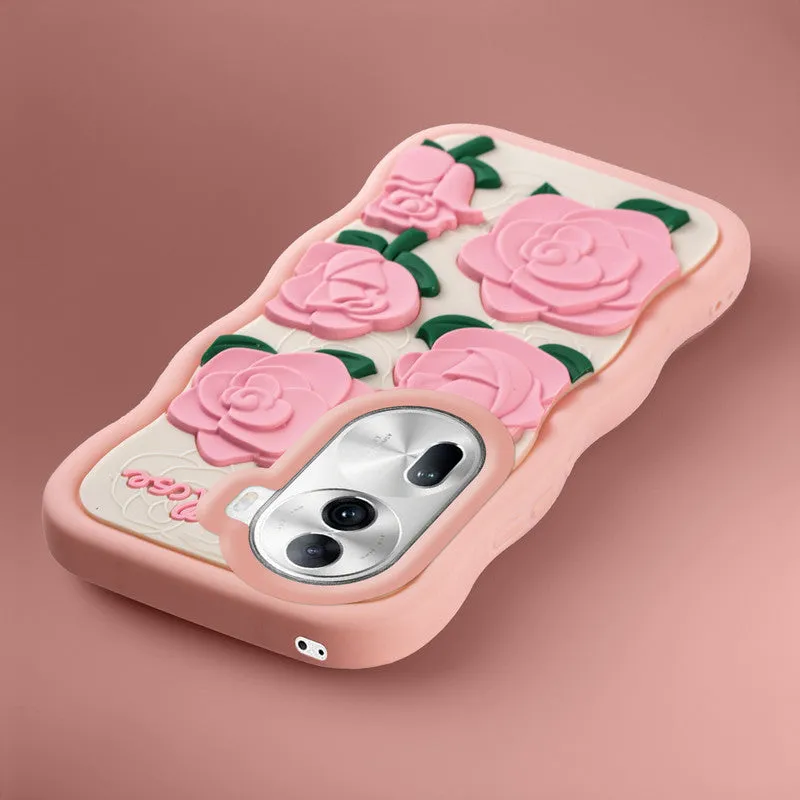 3D Silicone Soft Wave Edges Mobile Back Case For Oppo Reno 11 Pro 5G