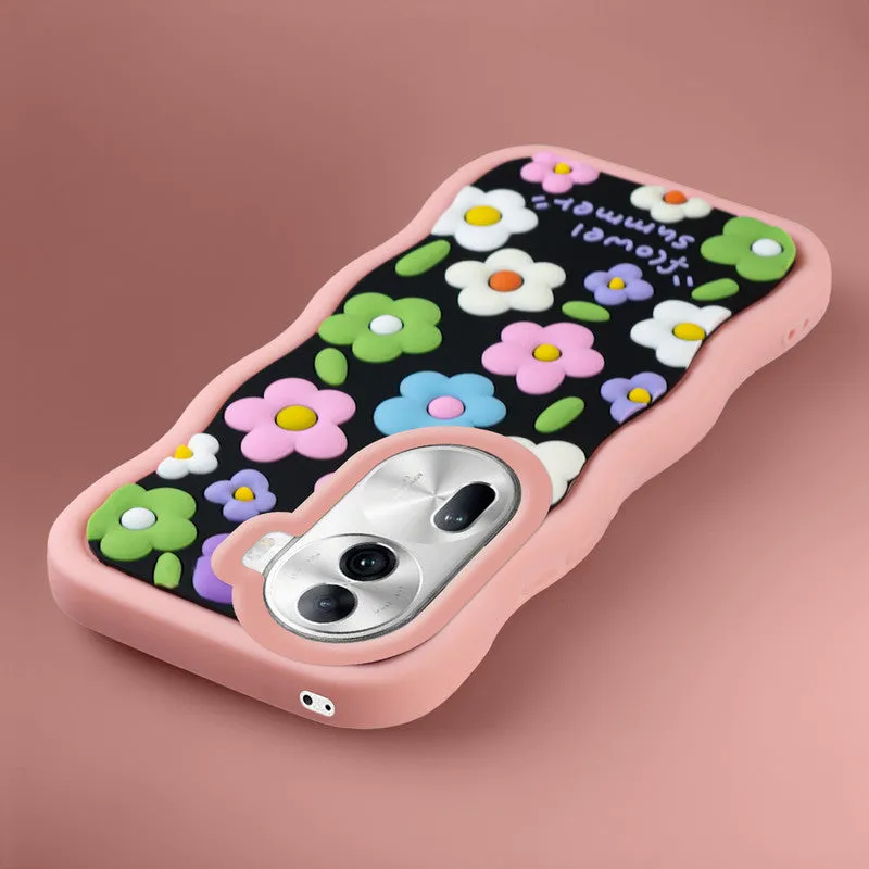 3D Silicone Soft Wave Edges Mobile Back Case For Oppo Reno 11 Pro 5G