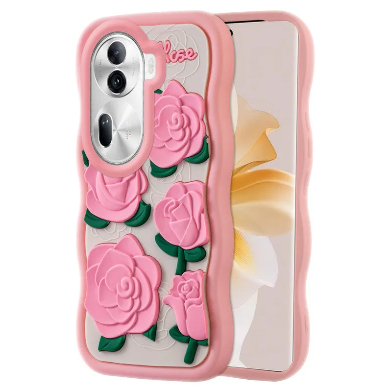 3D Silicone Soft Wave Edges Mobile Back Case For Oppo Reno 11 Pro 5G