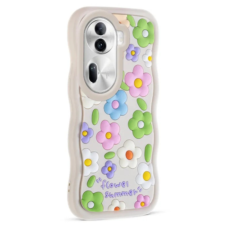 3D Silicone Soft Wave Edges Mobile Back Case For Oppo Reno 11 Pro 5G