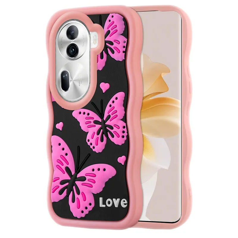 3D Silicone Soft Wave Edges Mobile Back Case For Oppo Reno 11 Pro 5G