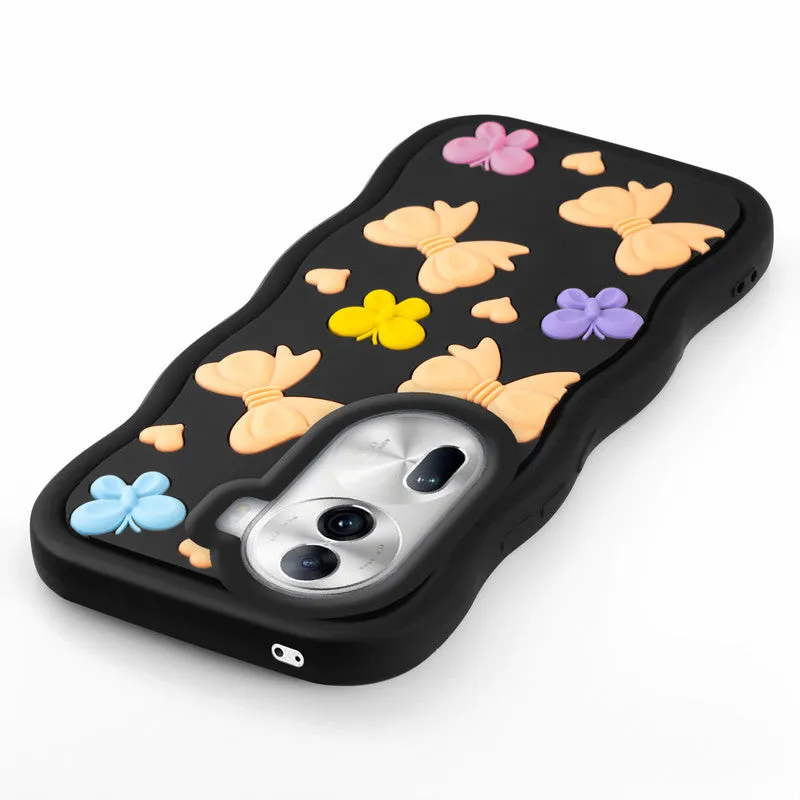 3D Silicone Soft Wave Edges Mobile Back Case For Oppo Reno 11 Pro 5G