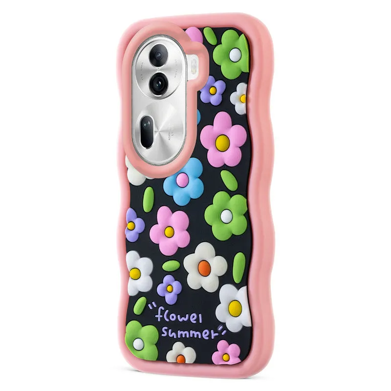 3D Silicone Soft Wave Edges Mobile Back Case For Oppo Reno 11 Pro 5G