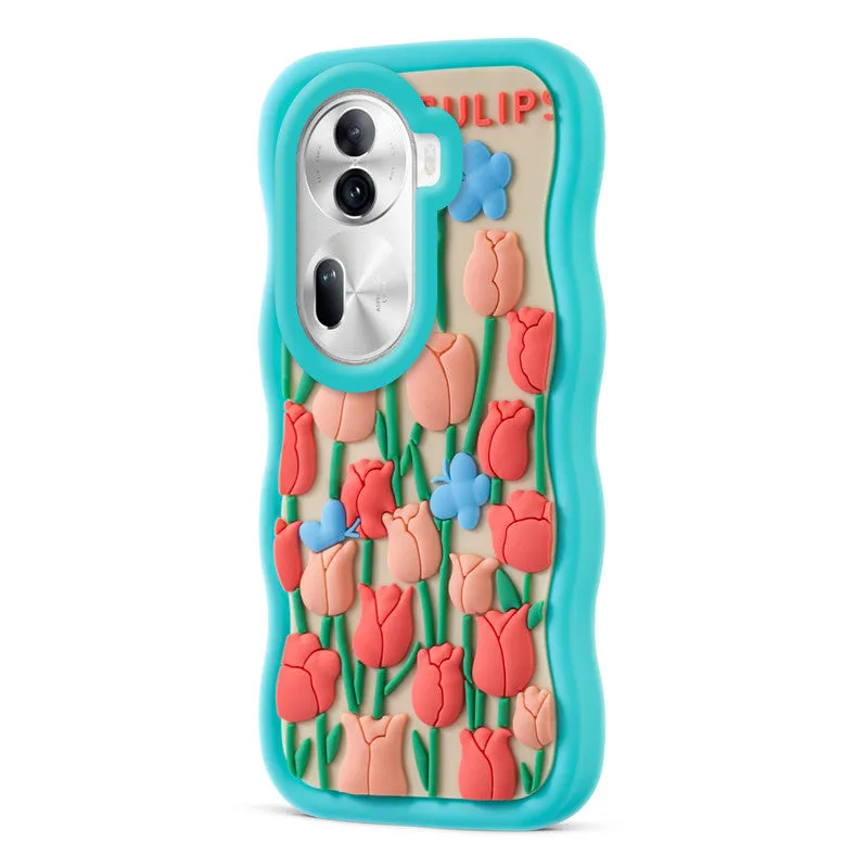 3D Silicone Soft Wave Edges Mobile Back Case For Oppo Reno 11 Pro 5G