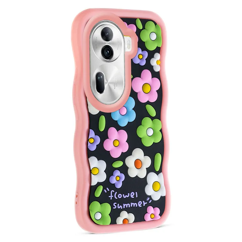 3D Silicone Soft Wave Edges Mobile Back Case For Oppo Reno 11 Pro 5G