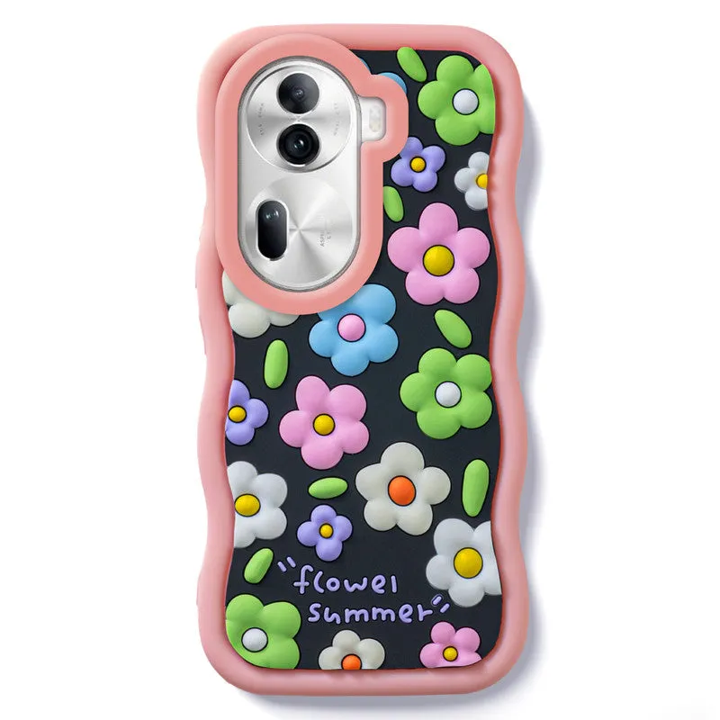 3D Silicone Soft Wave Edges Mobile Back Case For Oppo Reno 11 Pro 5G