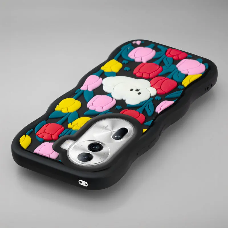 3D Silicone Soft Wave Edges Mobile Back Case For Oppo Reno 11 Pro 5G