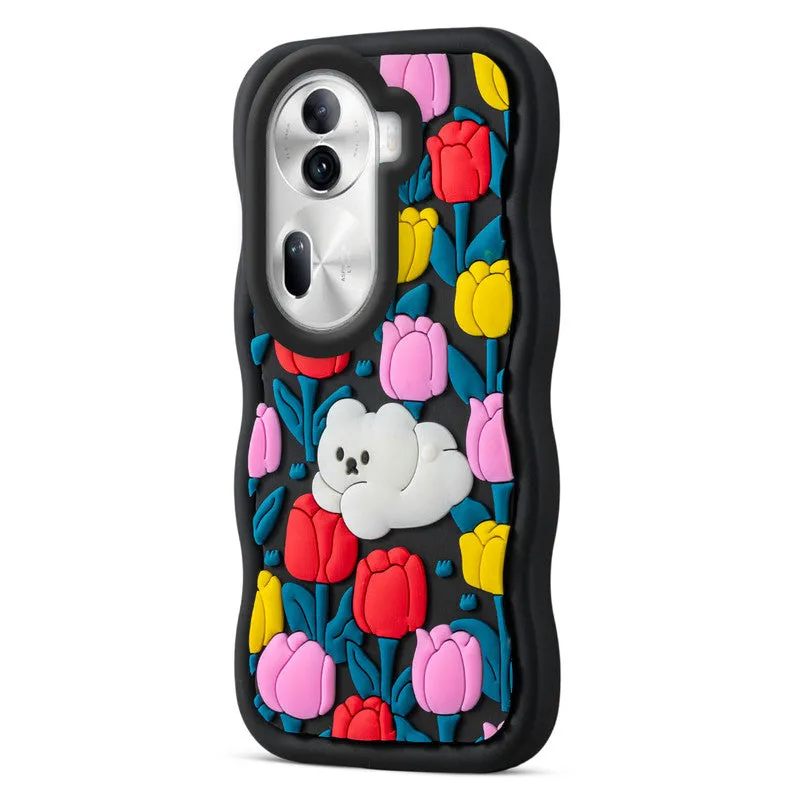 3D Silicone Soft Wave Edges Mobile Back Case For Oppo Reno 11 Pro 5G