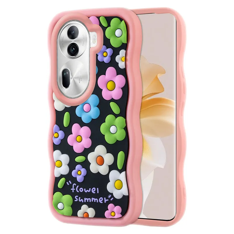 3D Silicone Soft Wave Edges Mobile Back Case For Oppo Reno 11 Pro 5G