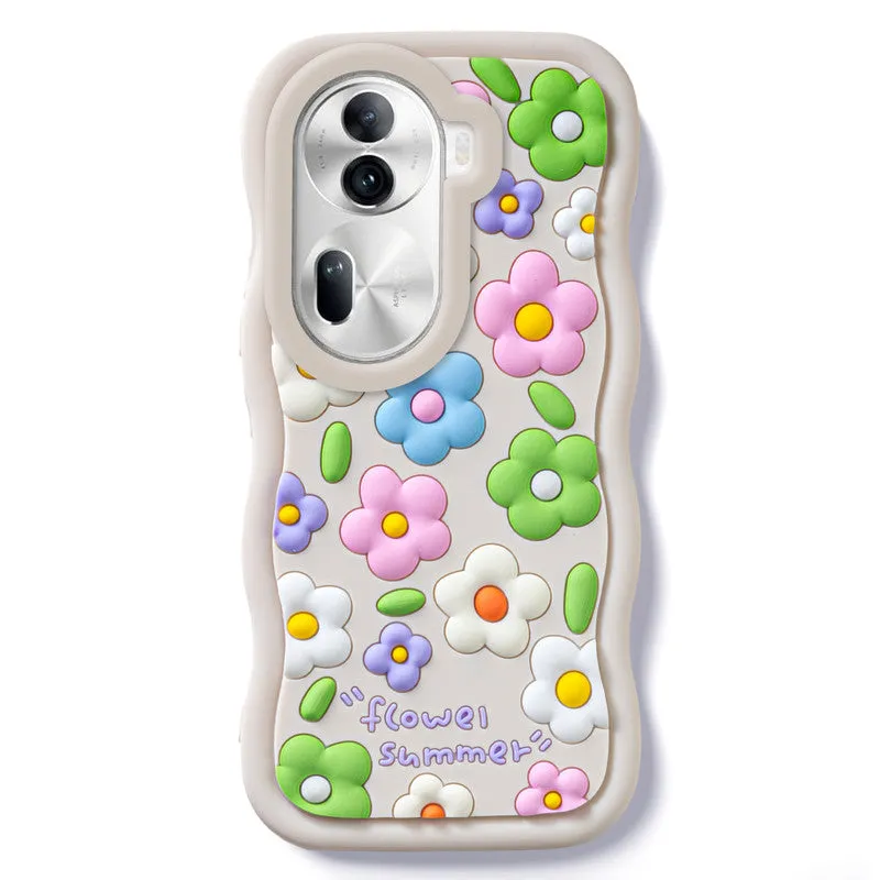 3D Silicone Soft Wave Edges Mobile Back Case For Oppo Reno 11 Pro 5G
