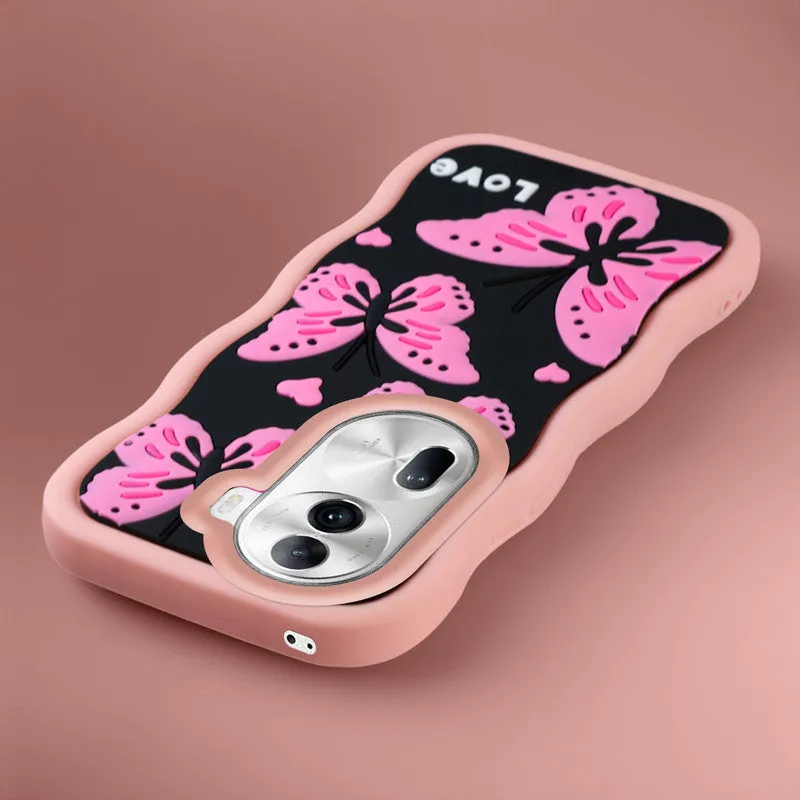 3D Silicone Soft Wave Edges Mobile Back Case For Oppo Reno 11 Pro 5G