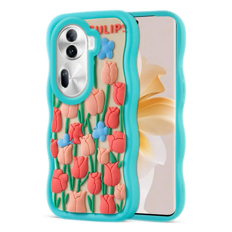 3D Silicone Soft Wave Edges Mobile Back Case For Oppo Reno 11 Pro 5G