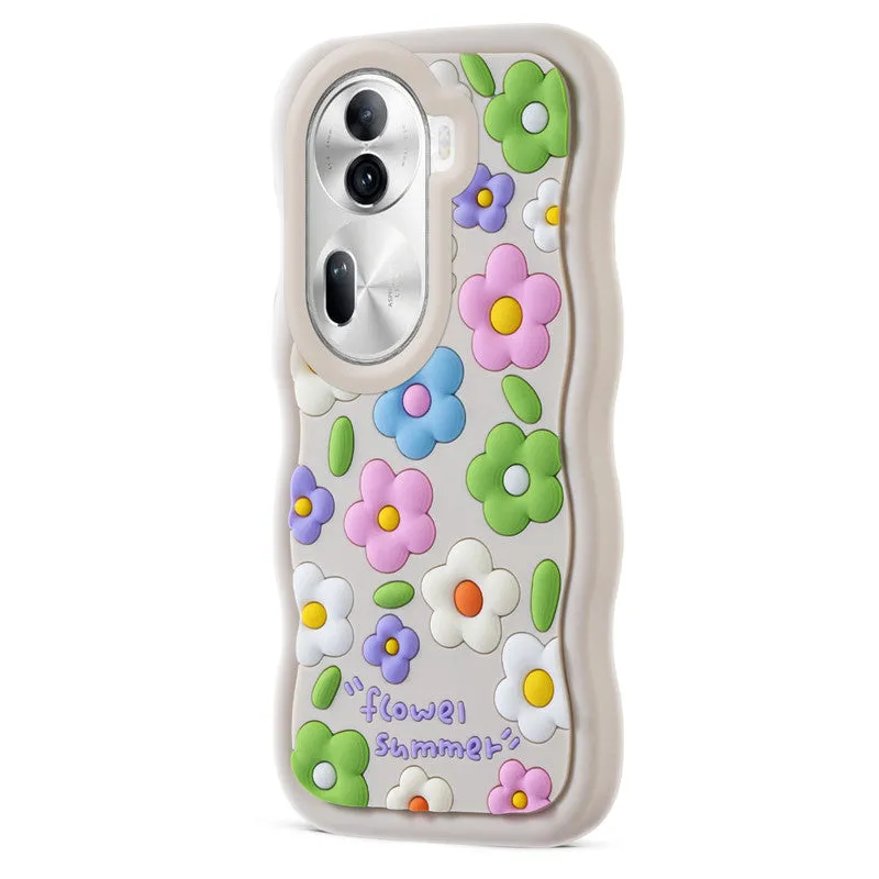 3D Silicone Soft Wave Edges Mobile Back Case For Oppo Reno 11 Pro 5G