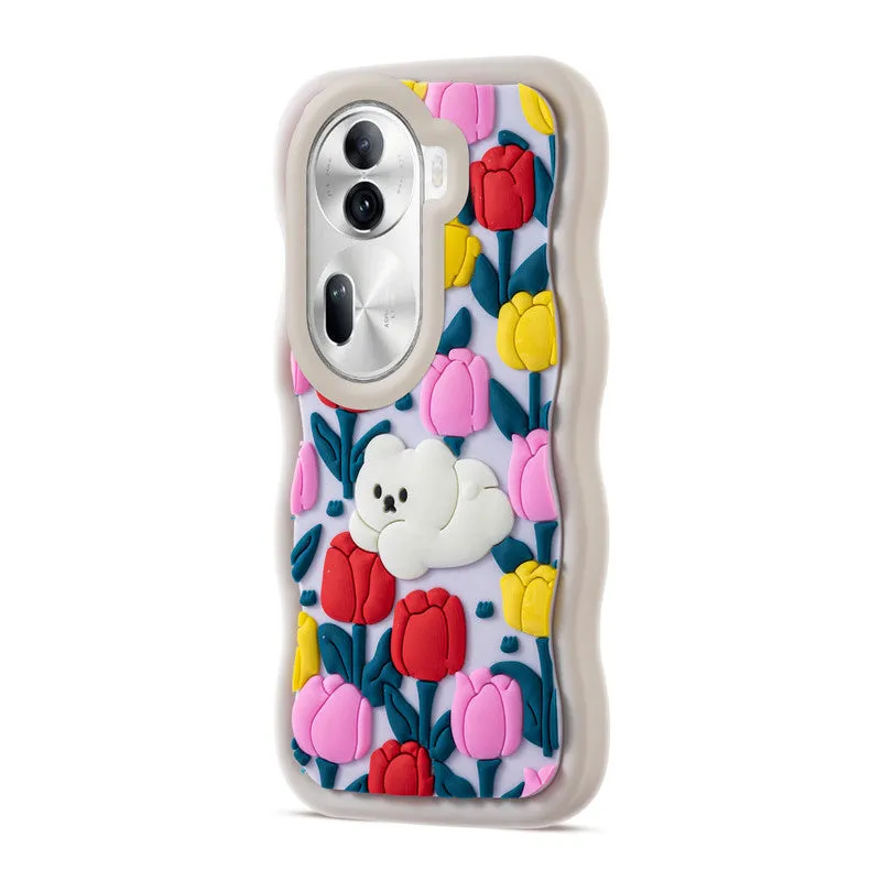 3D Silicone Soft Wave Edges Mobile Back Case For Oppo Reno 11 Pro 5G