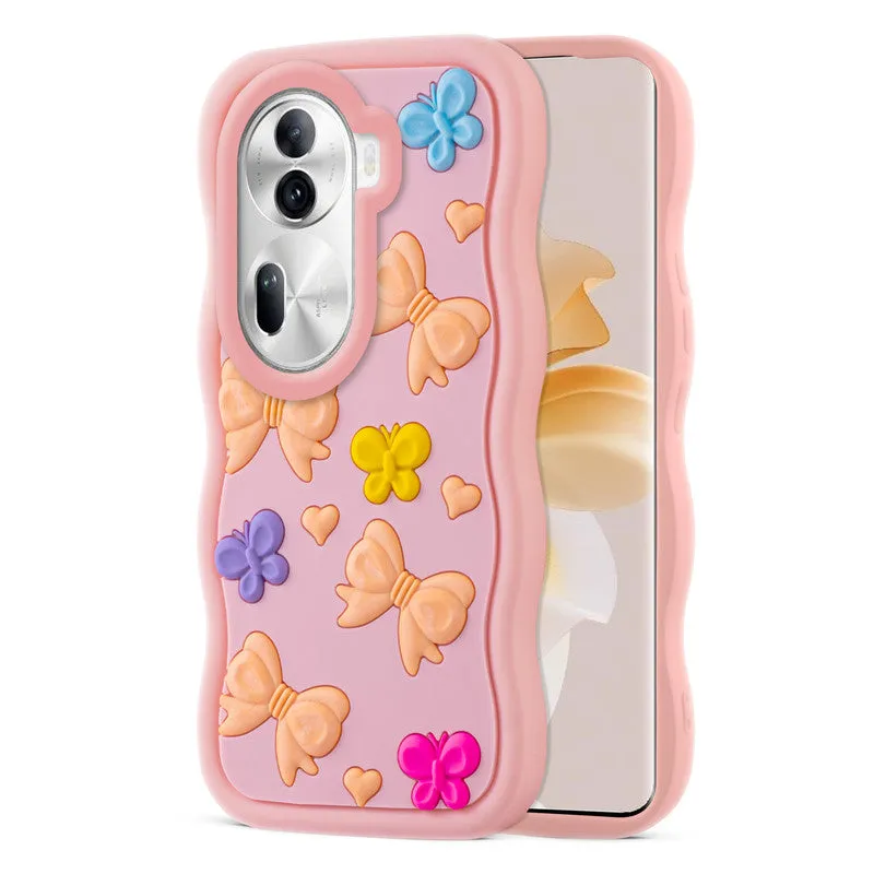 3D Silicone Soft Wave Edges Mobile Back Case For Oppo Reno 11 Pro 5G