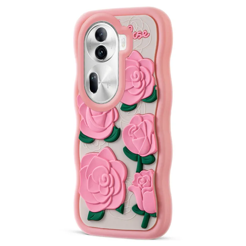 3D Silicone Soft Wave Edges Mobile Back Case For Oppo Reno 11 Pro 5G