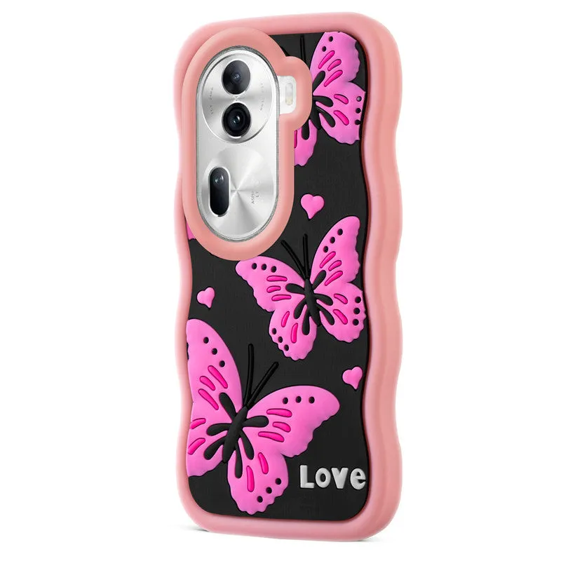 3D Silicone Soft Wave Edges Mobile Back Case For Oppo Reno 11 Pro 5G