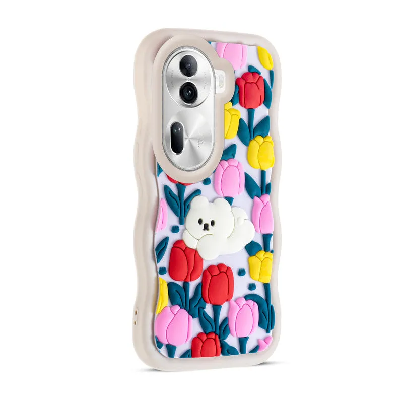 3D Silicone Soft Wave Edges Mobile Back Case For Oppo Reno 11 Pro 5G