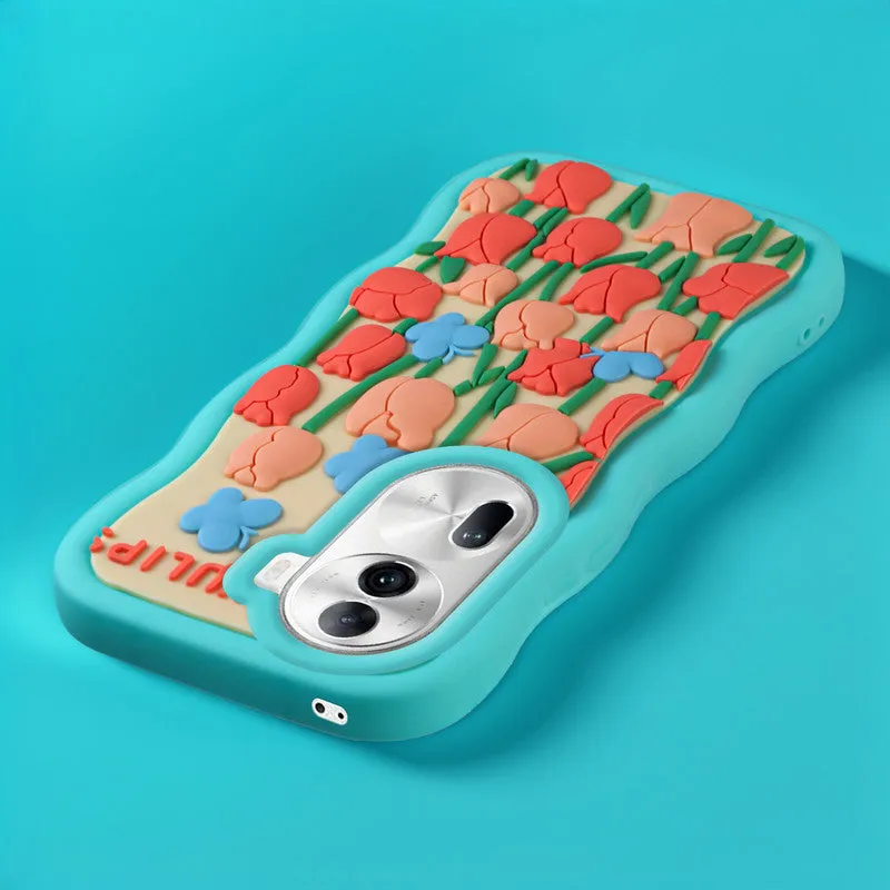 3D Silicone Soft Wave Edges Mobile Back Case For Oppo Reno 11 Pro 5G