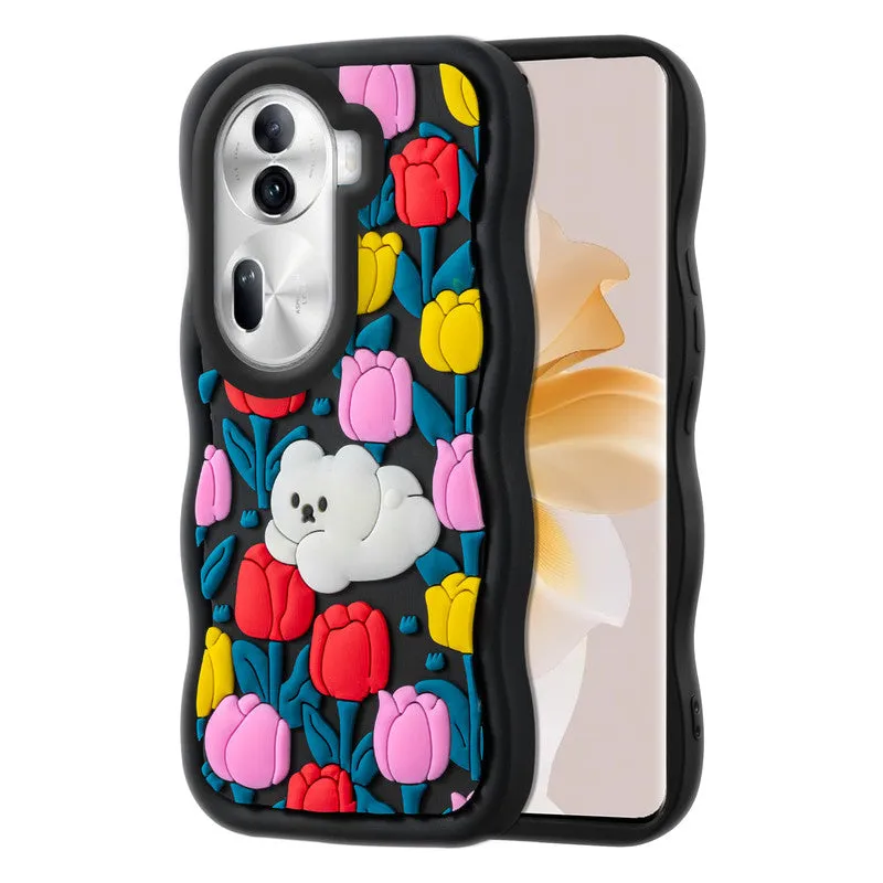3D Silicone Soft Wave Edges Mobile Back Case For Oppo Reno 11 Pro 5G