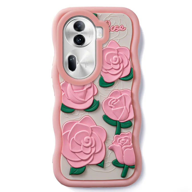 3D Silicone Soft Wave Edges Mobile Back Case For Oppo Reno 11 Pro 5G