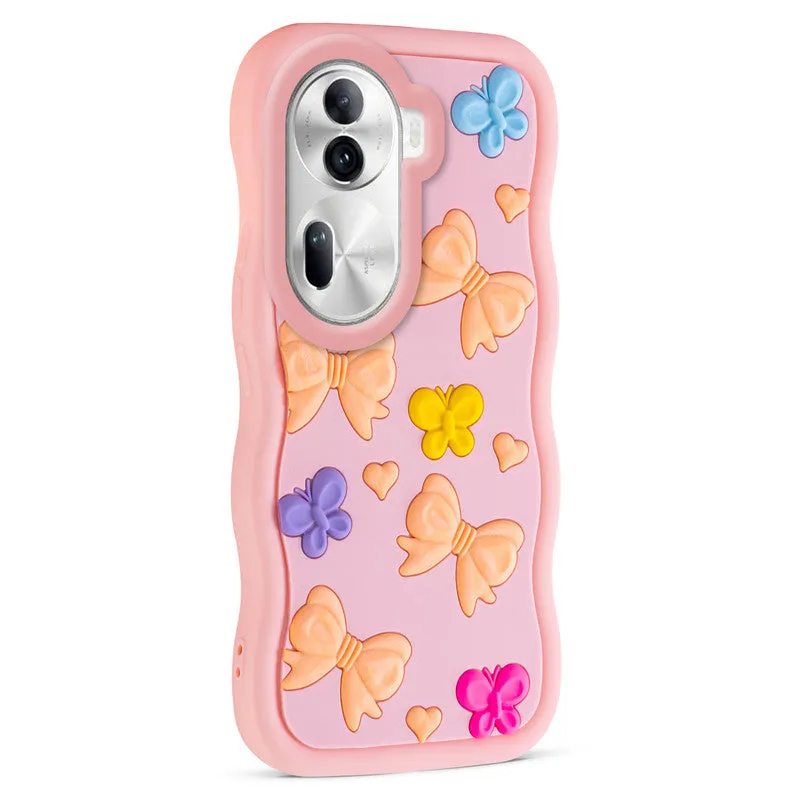 3D Silicone Soft Wave Edges Mobile Back Case For Oppo Reno 11 Pro 5G