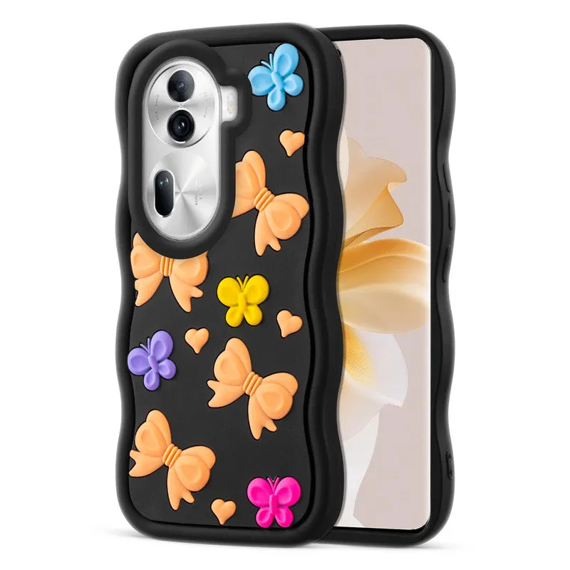 3D Silicone Soft Wave Edges Mobile Back Case For Oppo Reno 11 Pro 5G