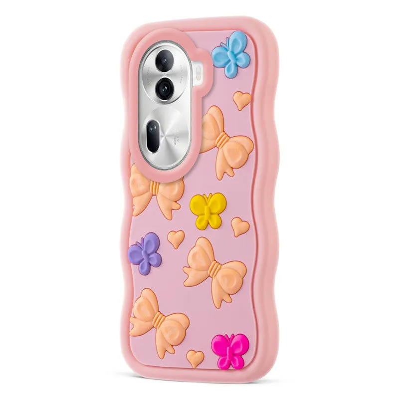 3D Silicone Soft Wave Edges Mobile Back Case For Oppo Reno 11 Pro 5G