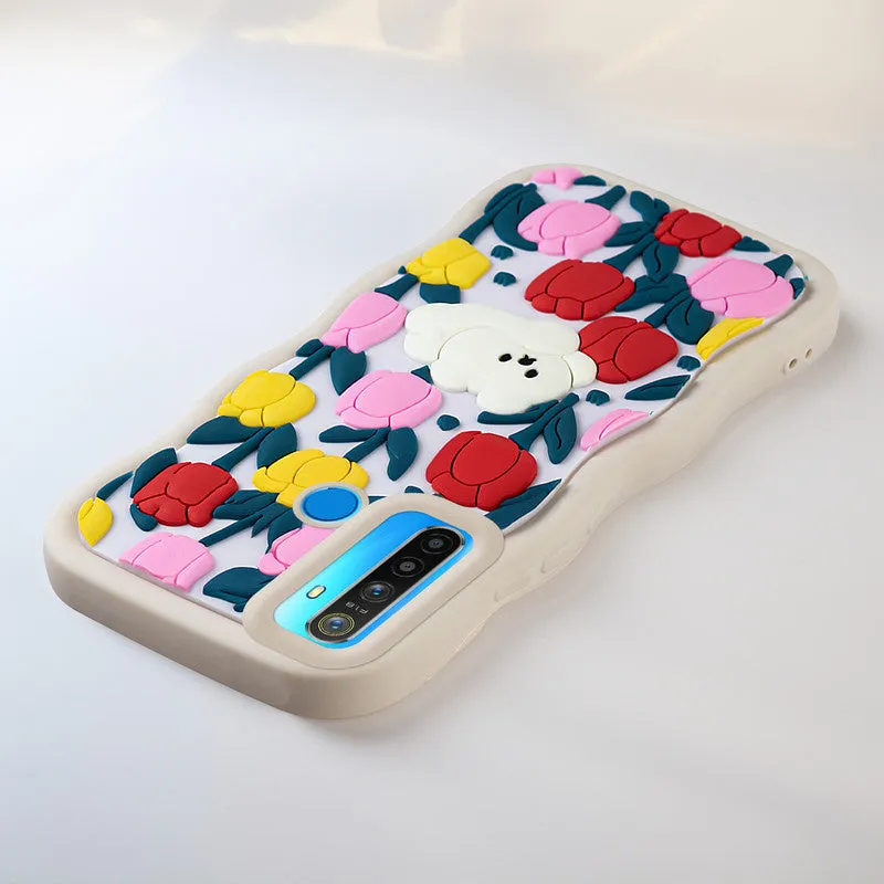 3D Silicone Soft Wave Edges Mobile Back Case For Realme 5