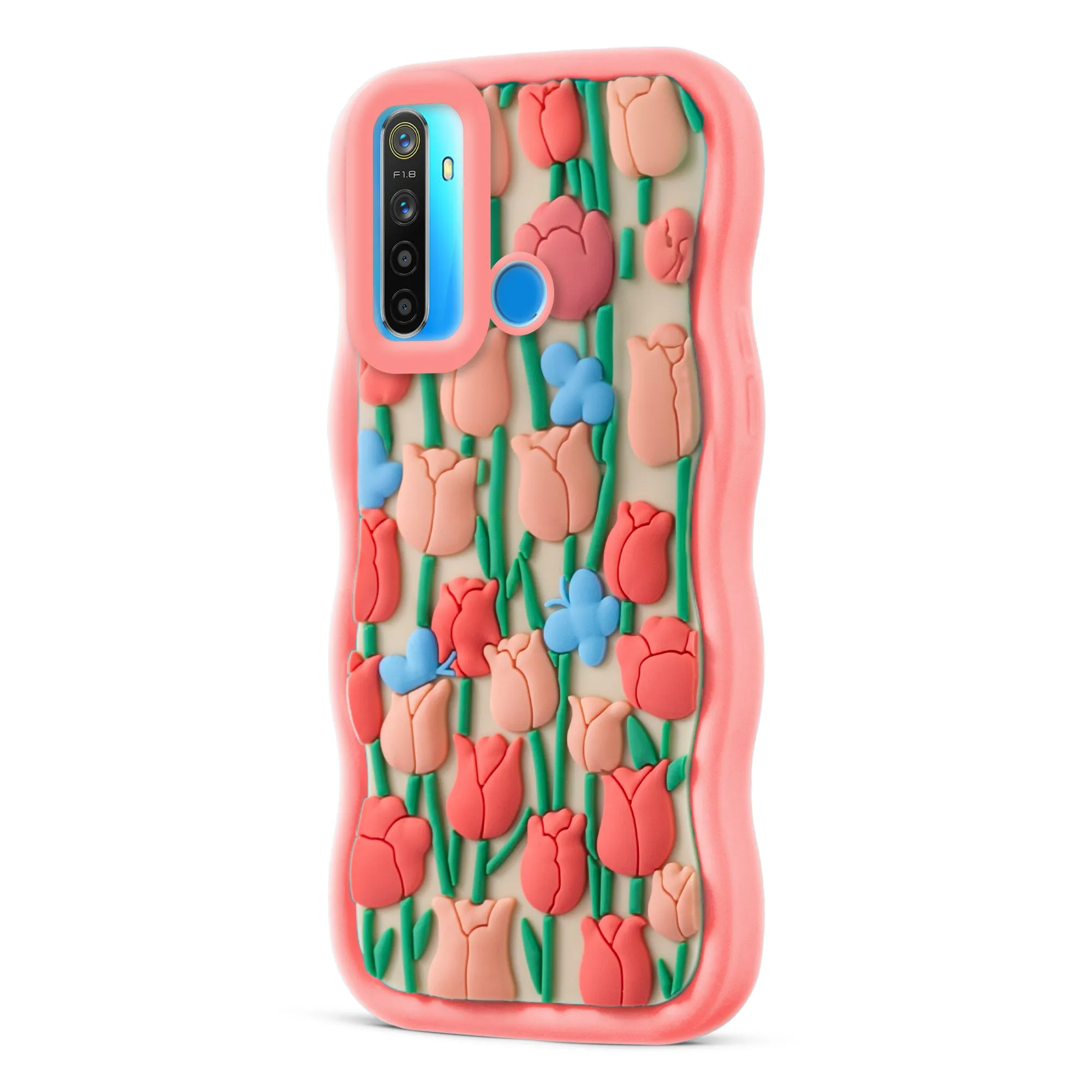 3D Silicone Soft Wave Edges Mobile Back Case For Realme 5