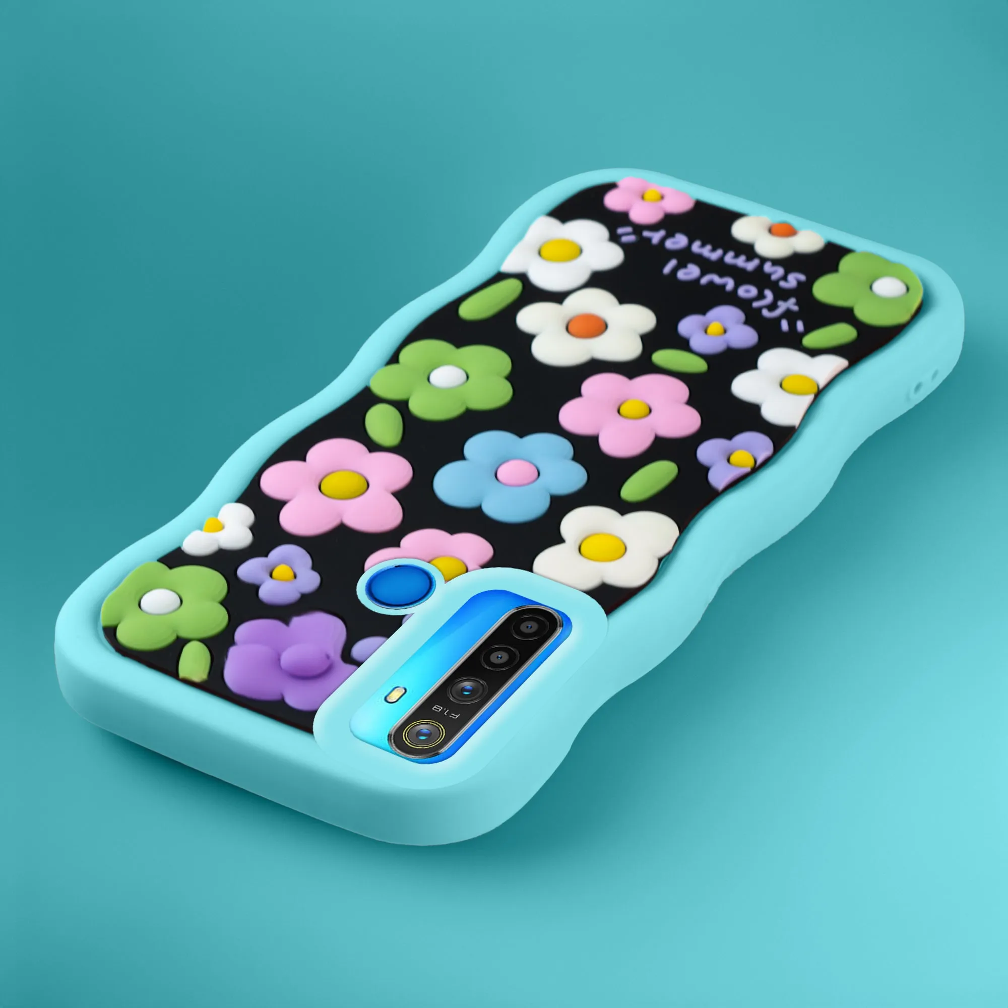 3D Silicone Soft Wave Edges Mobile Back Case For Realme 5