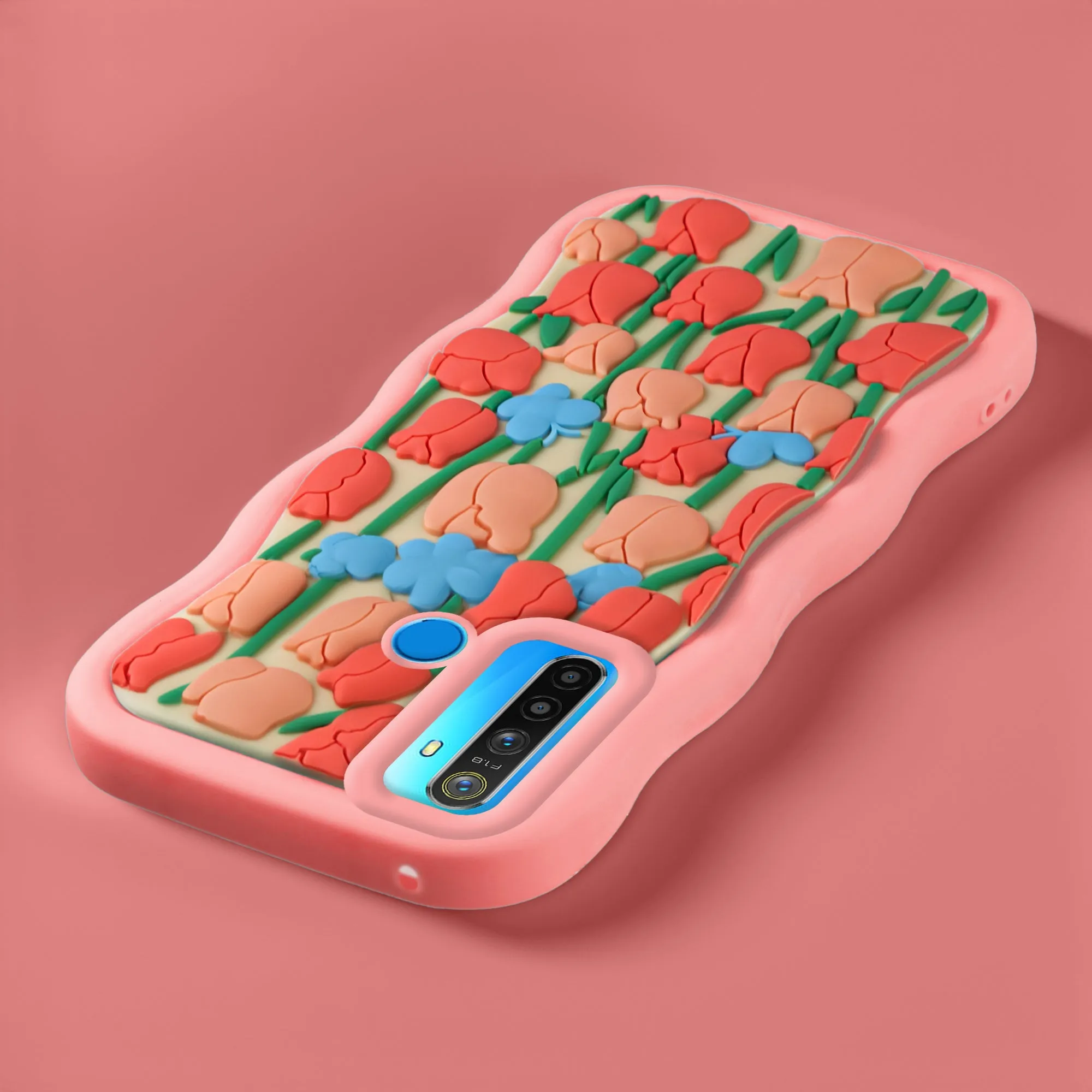 3D Silicone Soft Wave Edges Mobile Back Case For Realme 5