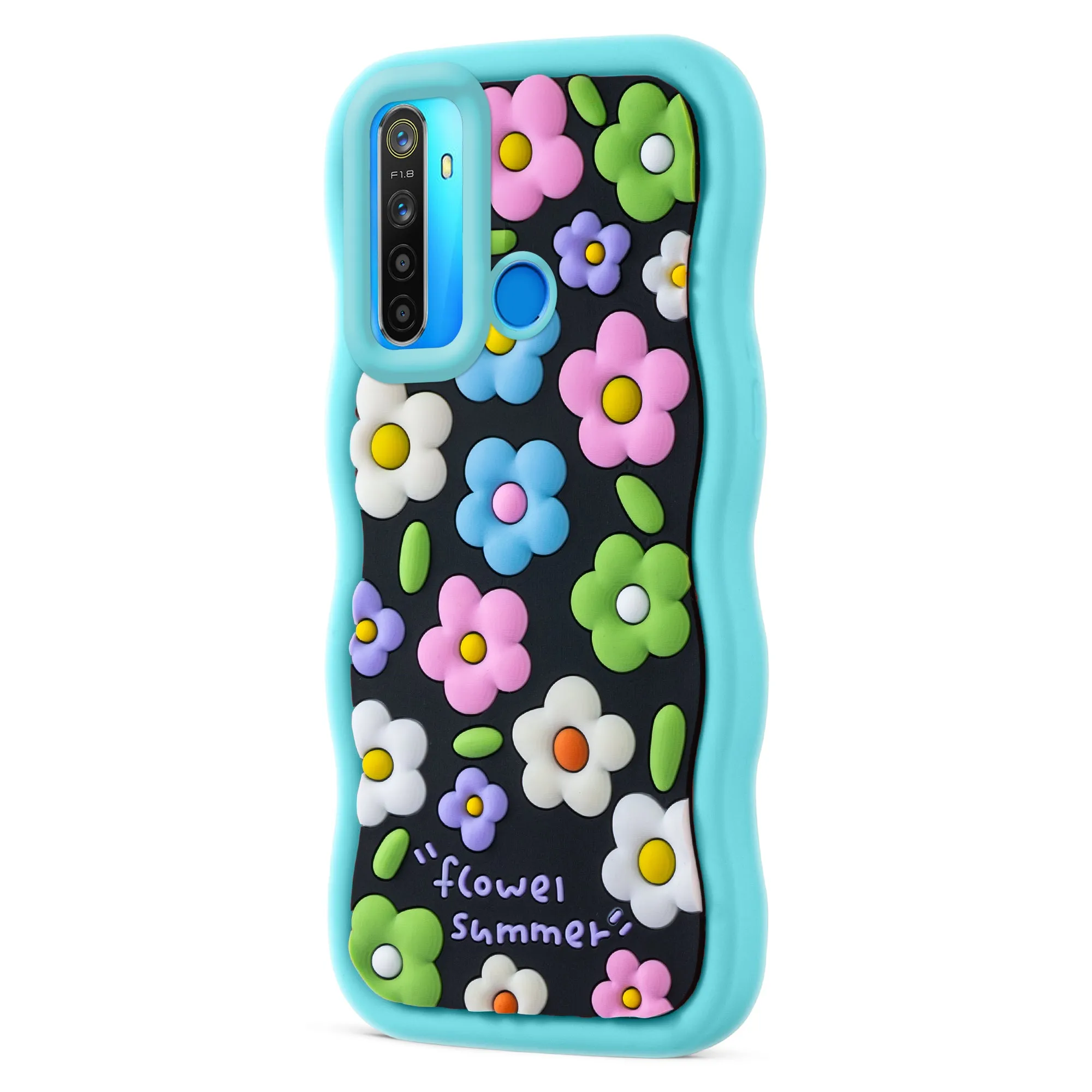 3D Silicone Soft Wave Edges Mobile Back Case For Realme 5