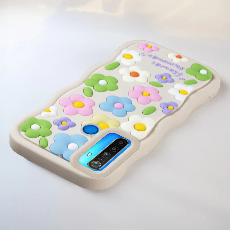 3D Silicone Soft Wave Edges Mobile Back Case For Realme 5