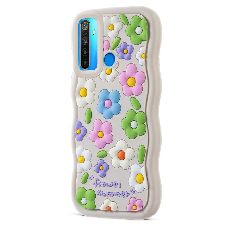 3D Silicone Soft Wave Edges Mobile Back Case For Realme 5