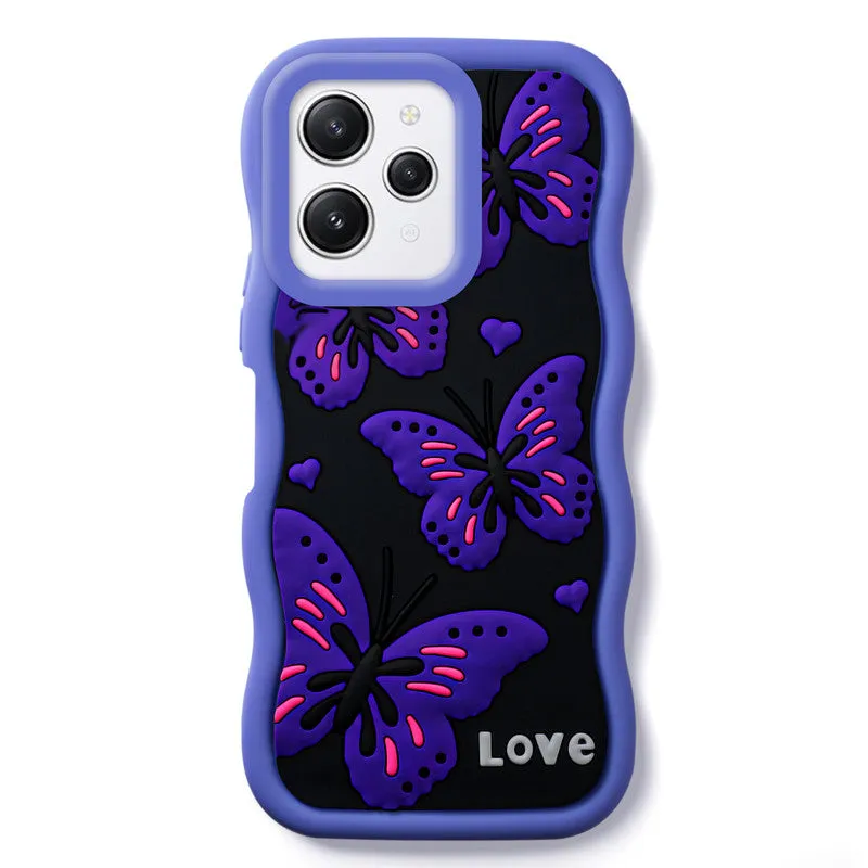 3D Silicone Soft Wave Edges Mobile Back Case For Redmi 12 4G