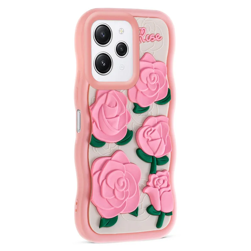 3D Silicone Soft Wave Edges Mobile Back Case For Redmi 12 4G
