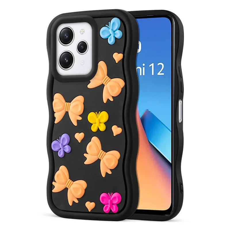 3D Silicone Soft Wave Edges Mobile Back Case For Redmi 12 4G