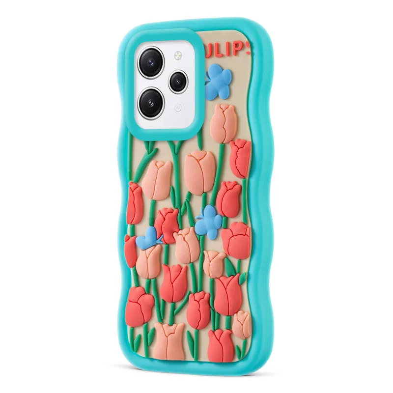 3D Silicone Soft Wave Edges Mobile Back Case For Redmi 12 4G