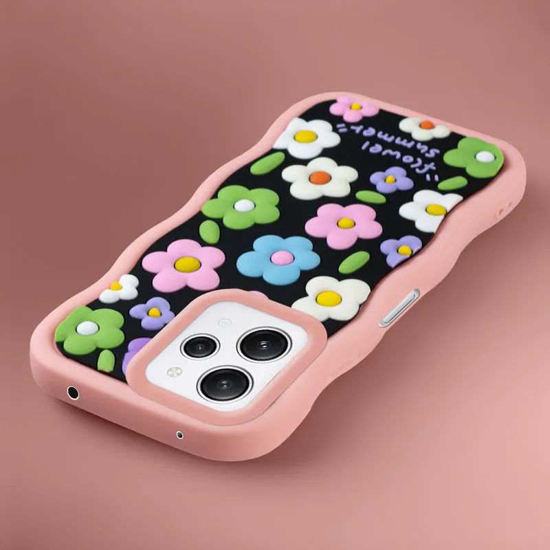 3D Silicone Soft Wave Edges Mobile Back Case For Redmi 12 4G