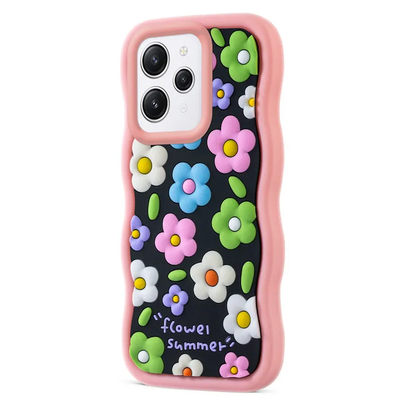 3D Silicone Soft Wave Edges Mobile Back Case For Redmi 12 4G