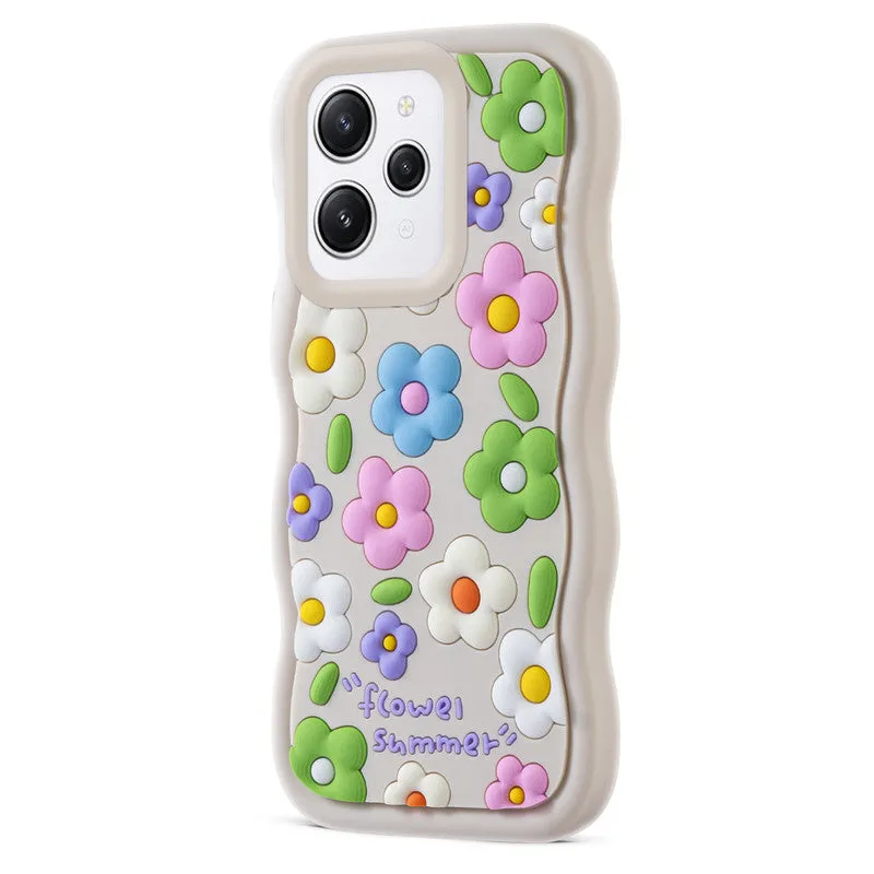 3D Silicone Soft Wave Edges Mobile Back Case For Redmi 12 4G