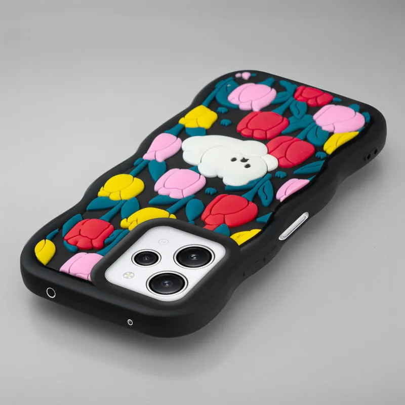 3D Silicone Soft Wave Edges Mobile Back Case For Redmi 12 4G