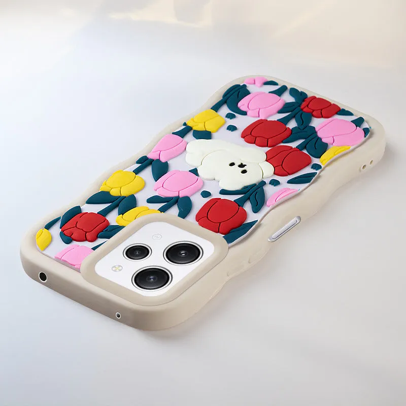 3D Silicone Soft Wave Edges Mobile Back Case For Redmi 12 4G